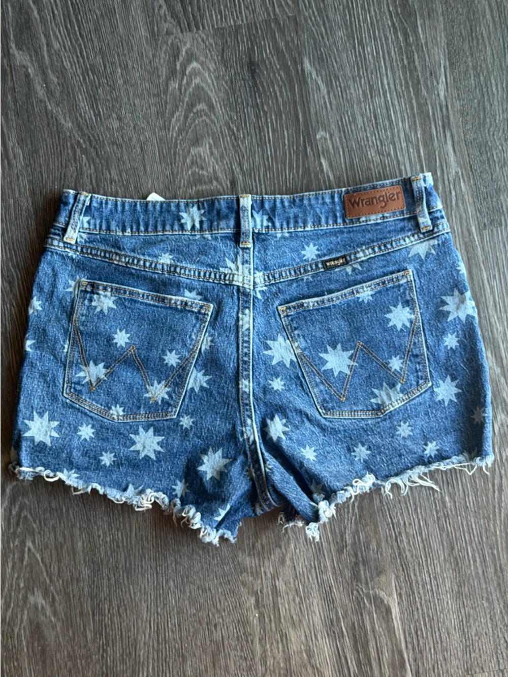 Wrangler Denim Star-Print Cutoff Shorts in Blue and White